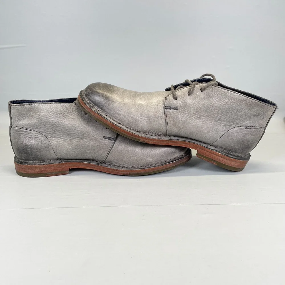 Cole Haan Glenn Chukka Boots Mens Size 9 M Gray Leather Burnished Desert Shoes